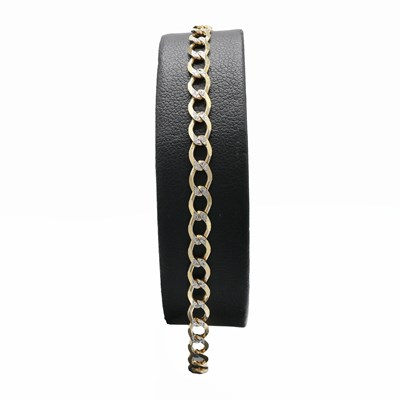 Lot 340 - A 9CT GOLD FLAT CURB BRACELET.