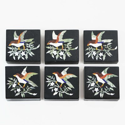 Lot 237 - MATCHED SET OF 6 PIETRA DURA COASTERS.