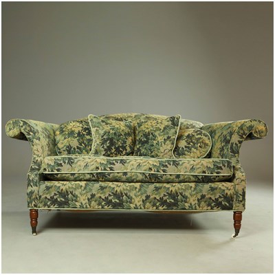 Lot 374 - SOFA IN TAPESTRY STYLE FABRIC