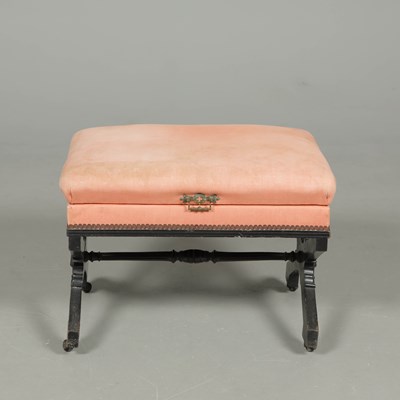 Lot 466 - VICTORIAN AESTHETIC EBONISED STOOL