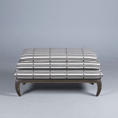 Lot 666 - BAMBOO PRINT UPHOLSTERED OTTOMAN