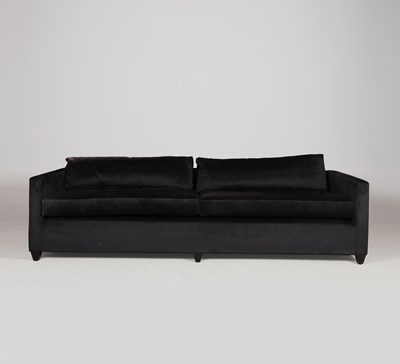 Lot 658 - SOFA WITH BLACK VELVET UPHOLSTERY