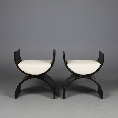 Lot 783 - PAIR OF WILLIAM YEOWARD CURULE STYLE STOOLS