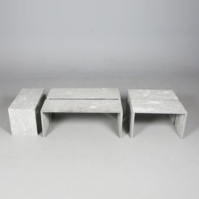 Lot 598 - STONE COFFEE TABLE, IN FIVE SECTIONS