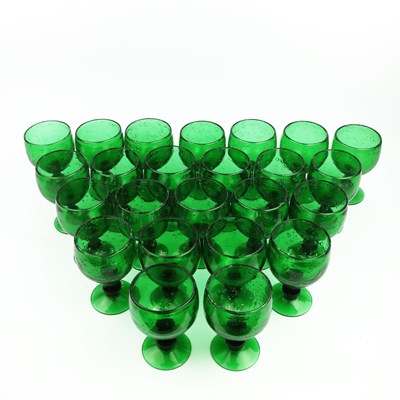 Lot 180 - LA ROCHERE HAND BLOWN GREEN GLASSES. (24)