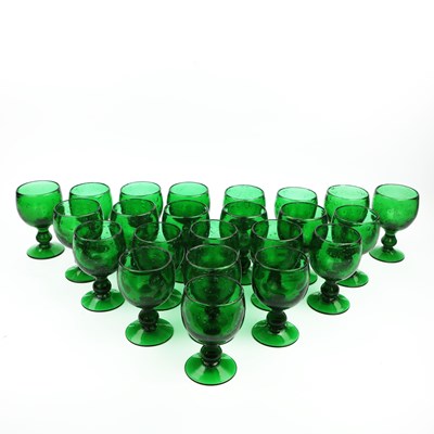 Lot 179 - LA ROCHERE HAND BLOWN GREEN GLASSES. (23)