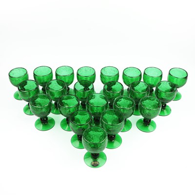 Lot 178 - LA ROCHERE HAND BLOWN GREEN GLASSES. (22)