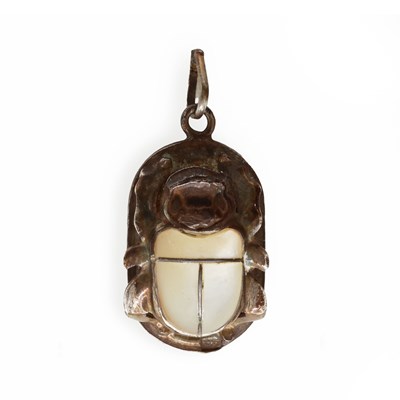 Lot 344 - A WHITE METAL BEETLE PENDANT