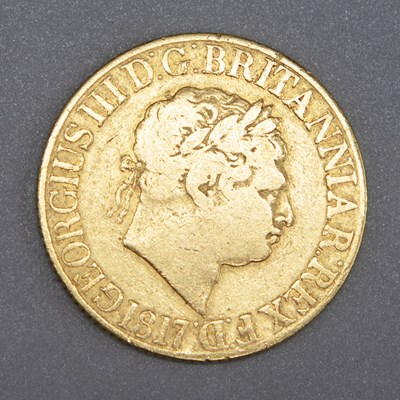 Lot 238 - A GEORGE III GOLD 1817 SOVEREIGN COIN.