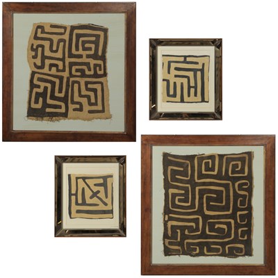 Lot 277 - TROWBRIDGE GALLERY FRAMED KUBA CLOTH TEXTILES (4)