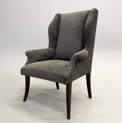 Lot 278 - VELVET UPHOLSTERED WINGBACK ARMCHAIR