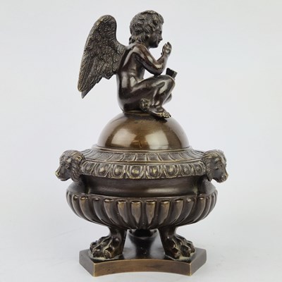 Lot 138 - A 19TH CENTURY BRONZE FIGURAL URN AND COVER