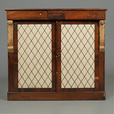 Lot 408 - REGENCY ROSEWOOD SIDE CABINET BY THOMAS MASH
