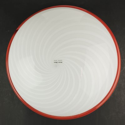 Lot 745 - 1980s ITALIAN MURANO SWIRL GLASS CEILING OR WALL LIGHT WITH RED GLASS RIM