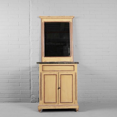 Lot 443 - FRENCH MARBLE AND PAINTED SINK CABINET (2)