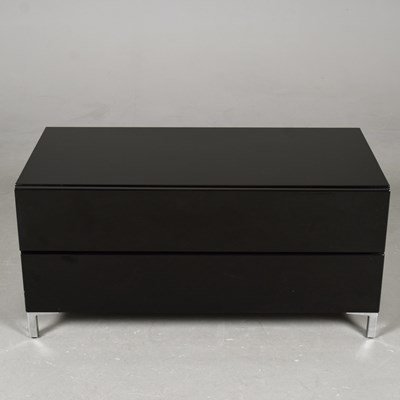 Lot 792 - BLACK LAQUERED LOW CHEST