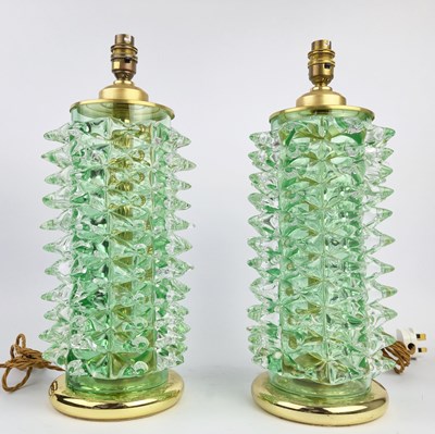 Lot 505 - MURANO ROSTRATO GLASS TABLE LAMPS, A PAIR