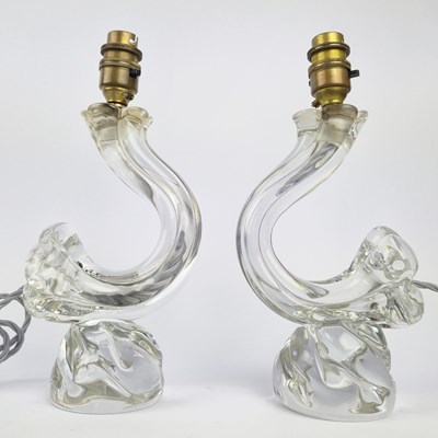 Lot 133 - DAUM GLASS TABLE LAMPS, A PAIR