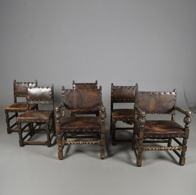 Lot 420 - SET OF SIX LATE 19TH/EARLY 20TH CENTURY OAK DINING CHAIRS (6)