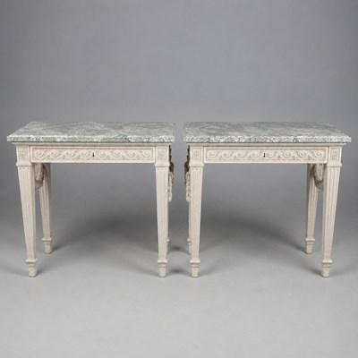 Lot 280 - PAIR OF LATE 19TH CENTURY FRENCH PAINTED CONSOLE TABLES (2)