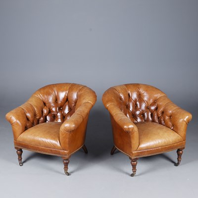 Lot 356 - CLUB TUB CHAIRS, A PAIR