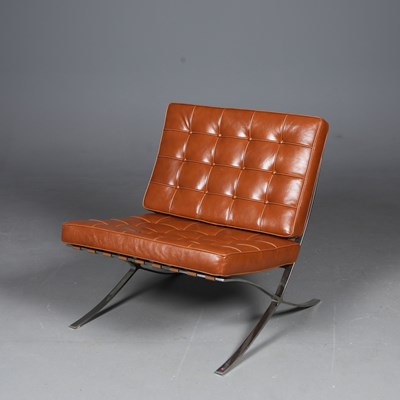 Lot 669 - BARCELONA CHAIR, IN BROWN LEATHER