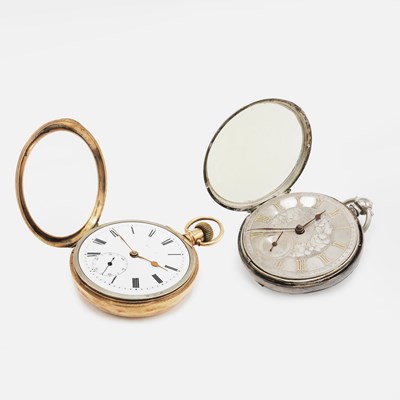 Lot 180 - A 9CT GOLD POCKET WATCH AND SILVER POCKET WATCH (2)