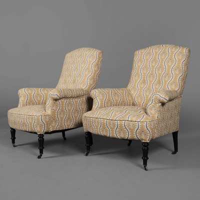 Lot 300 - PAIR OF NAPOLEON III EBONISED BERGERES (2)