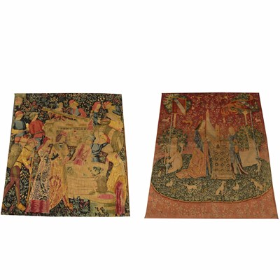 Lot 270 - TWO MEDIEVAL DESIGN TAPESTRIES
