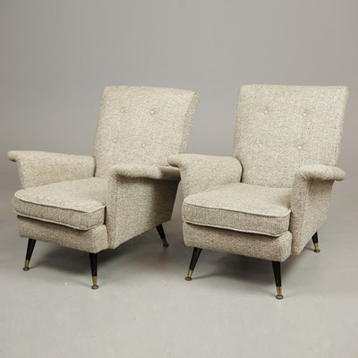 Lot 35 - PAIR OF 1960s ARMCHAIRS IN GREY UPHOLSTERY