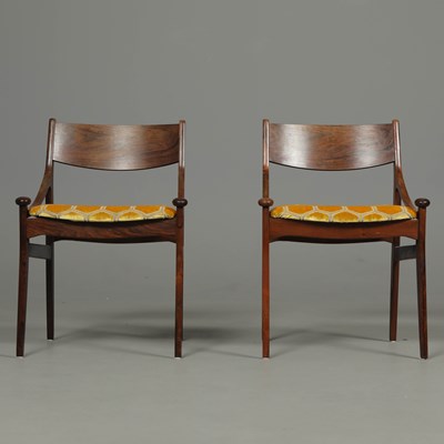 Lot 37 - PAIR OF 1950s DANISH ROSEWOOD ARMCHAIRS BY VESTERVIG ERIKSEN FOR BDDR TROMBORG
