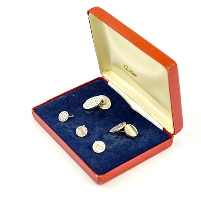 Lot 320 - A CARTIER SILVER CUFFLINKS SET