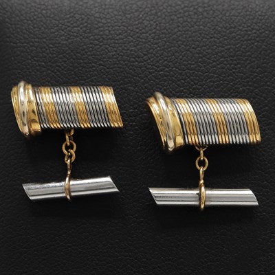 Lot 328 - CARTIER, A PAIR OF WHITE AND YELLOW METAL CUFFLINKS