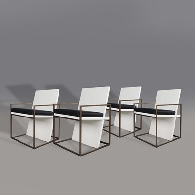 Lot 533 - EMMEMMOBILI STRAIGHT DINING CHAIRS, A SET OF 6, BY FERRUCIO LAVIANI.