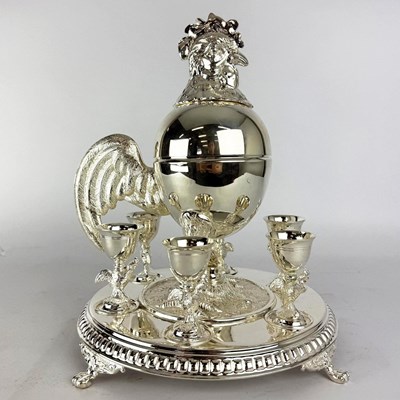 Lot 672 - VICTORIAN STYLE EGG CRUET SET.