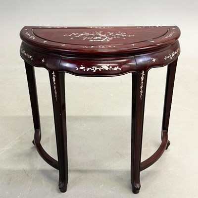 Lot 287 - ORIENTAL STYLE DEMI LUNE CONSOLE TABLE.