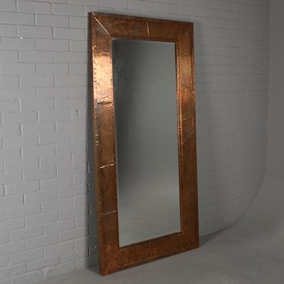 Lot 723 - COPPER CLAD WALL MIRROR.