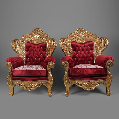 Lot 536 - BAROQUE STYLE ARMCHAIRS, A PAIR.