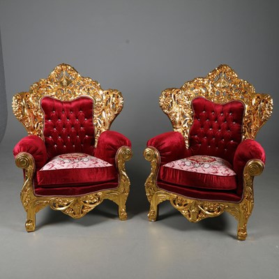 Lot 537 - BAROQUE STYLE ARMCHAIRS, A PAIR.