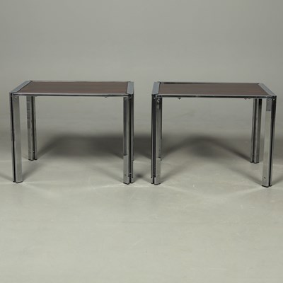 Lot 9 - PAIR OF 1970s ITALIAN ROSEWOOD AND CHROME SIDE TABLES
