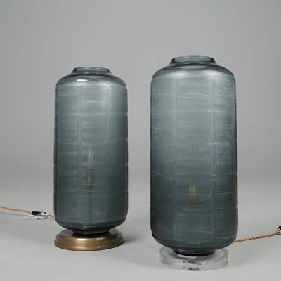 Lot 521 - JULIAN CHICHESTER ALICE GLASS TABLE LAMPS, A NEAR PAIR.