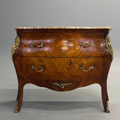Lot 326 - LOUIS XV STYLE BOMBE COMMODE.