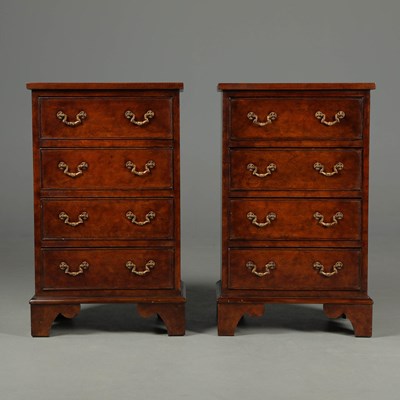 Lot 328 - PAIR OF GEORGIAN STYLE BURR WALNUT BEDSIDE CHESTS (2).