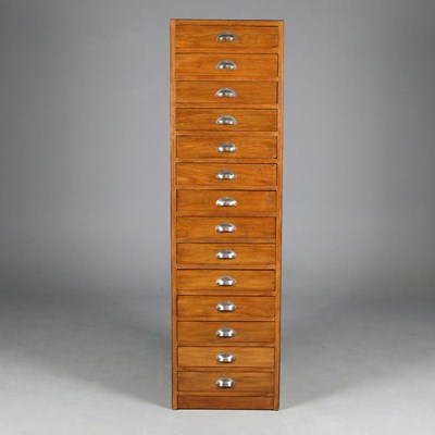Lot 555 - MID 20TH CENTURY HABERDASHERY TALL CHEST.