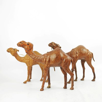 Lot 861 - TANNED LEATHER CAMELS. (3).