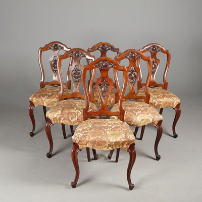 Lot 279 - SET OF SIX 19TH CENTURY CONTINENTAL WALNUT DINING CHAIRS (6).