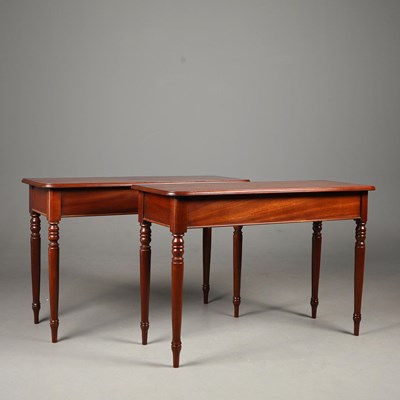 Lot 680 - PAIR OF REGENCY STYLE MAHOGANY SIDE TABLES (2).