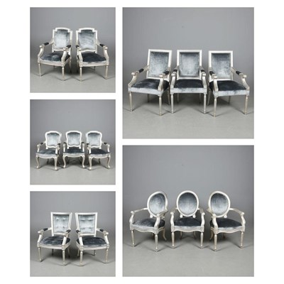 Lot 525 - DINING CHAIRS, FOURTEEN CARVERS (14).