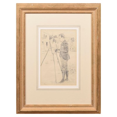 Lot 17 - 19TH CENTURY BRITISH SCHOOL. PORTRAIT OF AN ARTIST AT WORK.