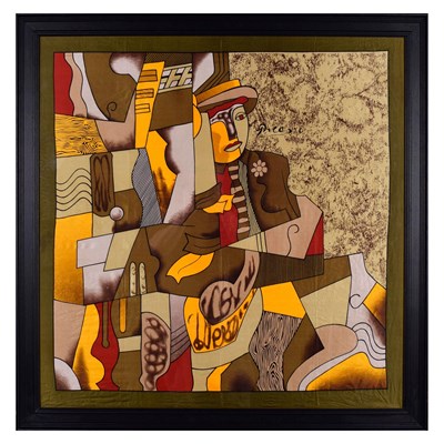 Lot 61 - PABLO PICASSO. SEATED FIGURES & MUSICAL INSTRUMENTS, CUBIST STUDY. (d)